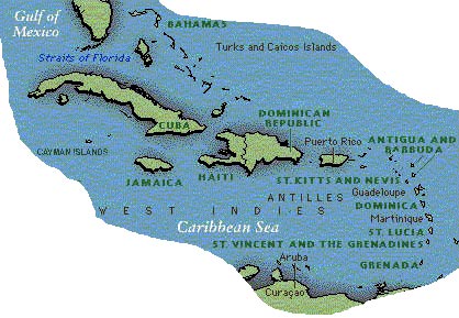 Map of the Carribbean